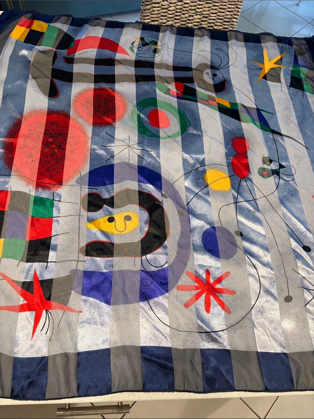 Joan Miro - Abstract Geometric Print Silk Scarf - Multicolor